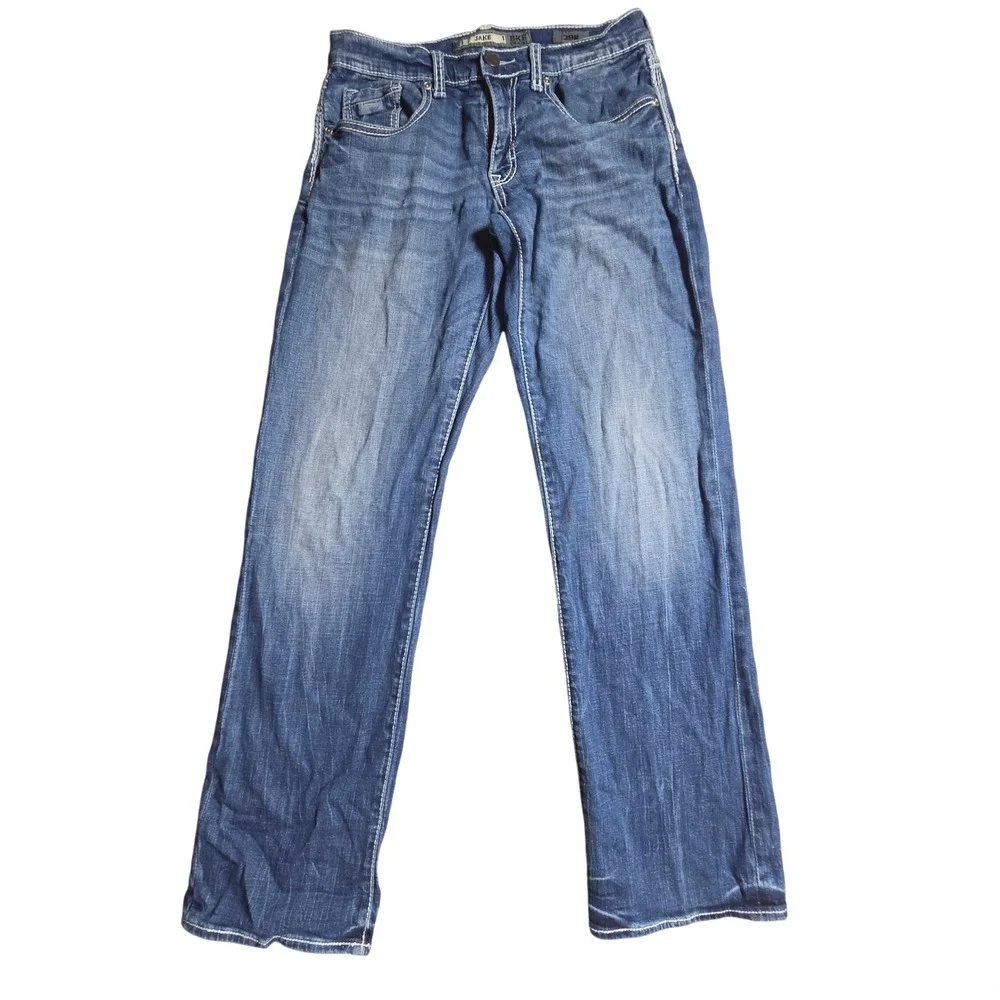BKE Buckle Jake Straight Leg Jeans 29R/33 Contrast Stitch Medium Wash Western